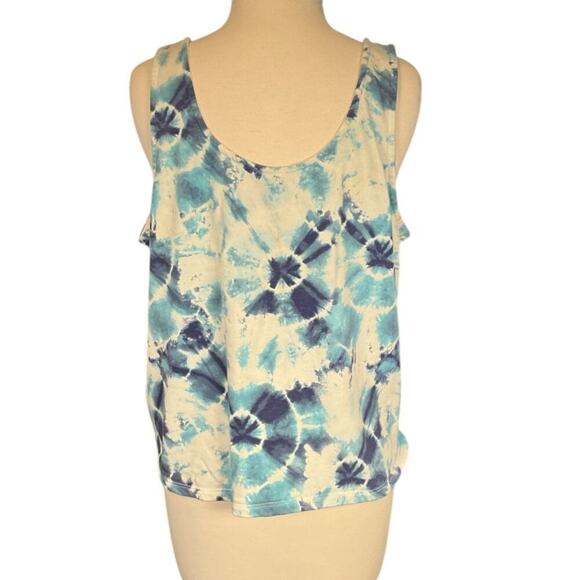 Old Navy Light-Weight Textured-Knit Lounge Tank Top Large Blue Spiral Tie-Dye - Picture 3 of 8